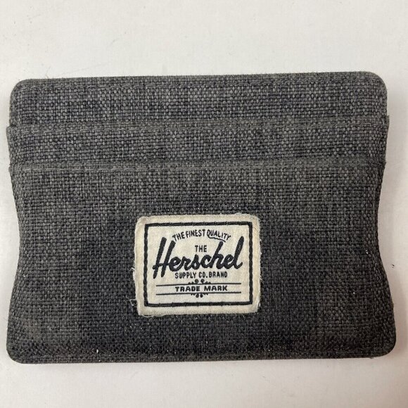Herschel Slot Card Holder Case Wallet Gray Denim Canvas - Picture 6 of 7